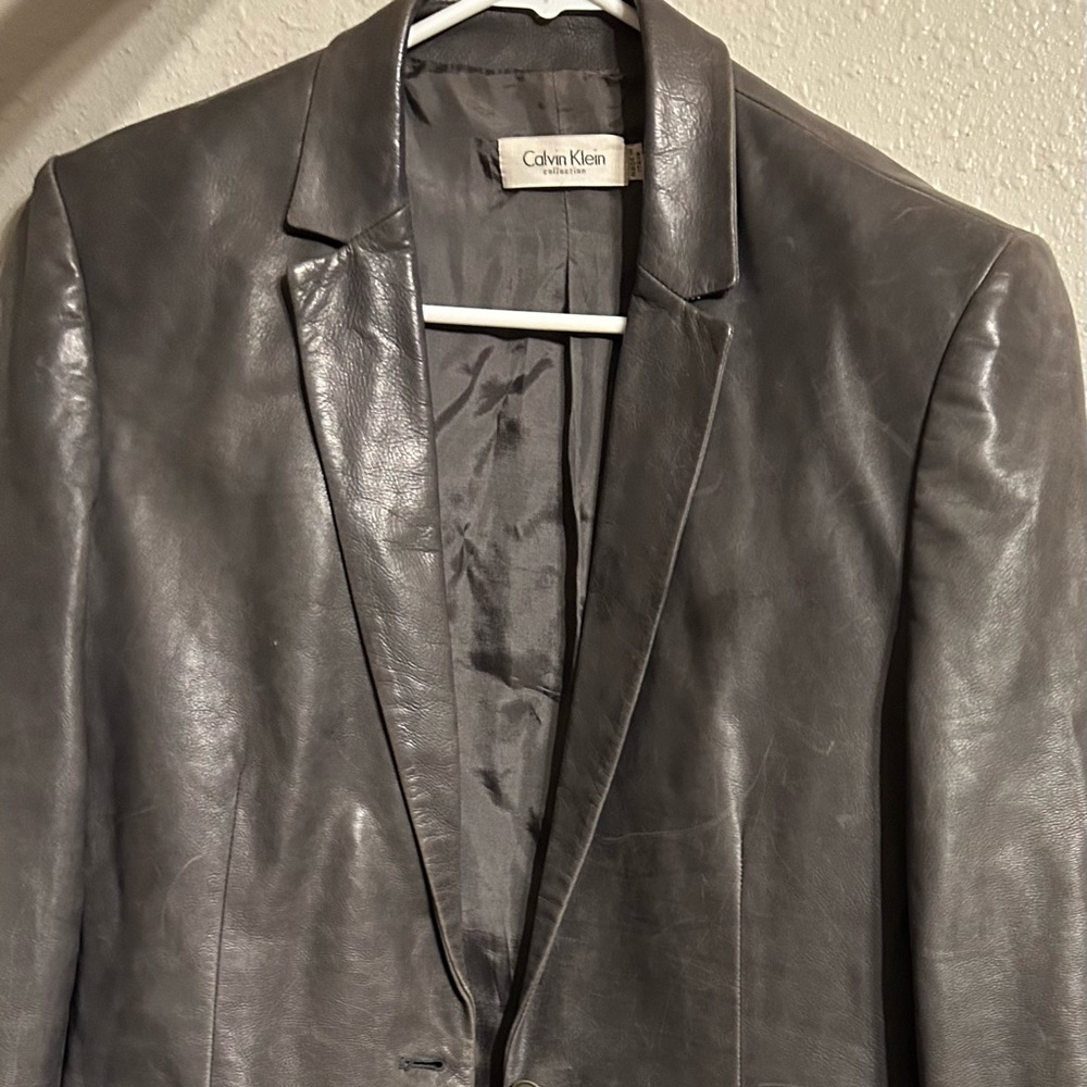Grey Leather Jacket